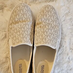 Michael Kors Cream Monogram Slip-On Sneakers. Only Wore A Few Times. Van Cream